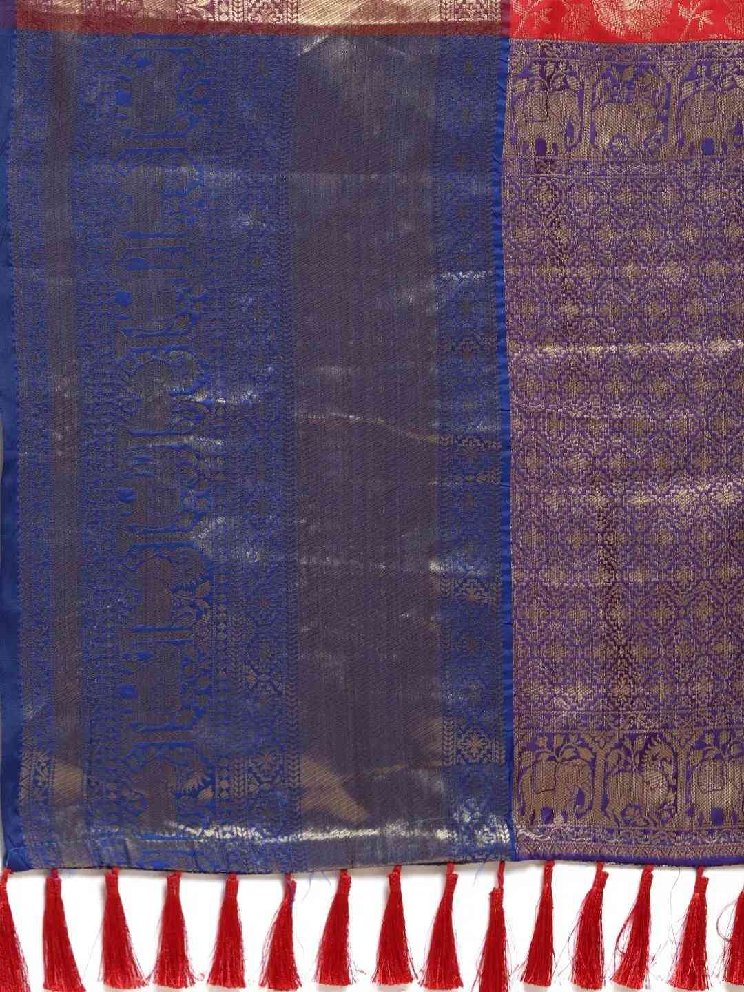 Soft Silk Red Colour Kanjivaaram Zari & Butta Weaving Saree