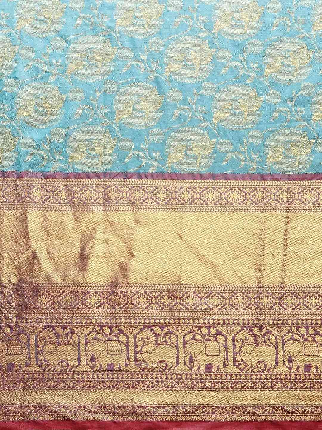 Soft Silk Sky Blue Colour Kanjivaaram Zari & Butta Weaving Saree