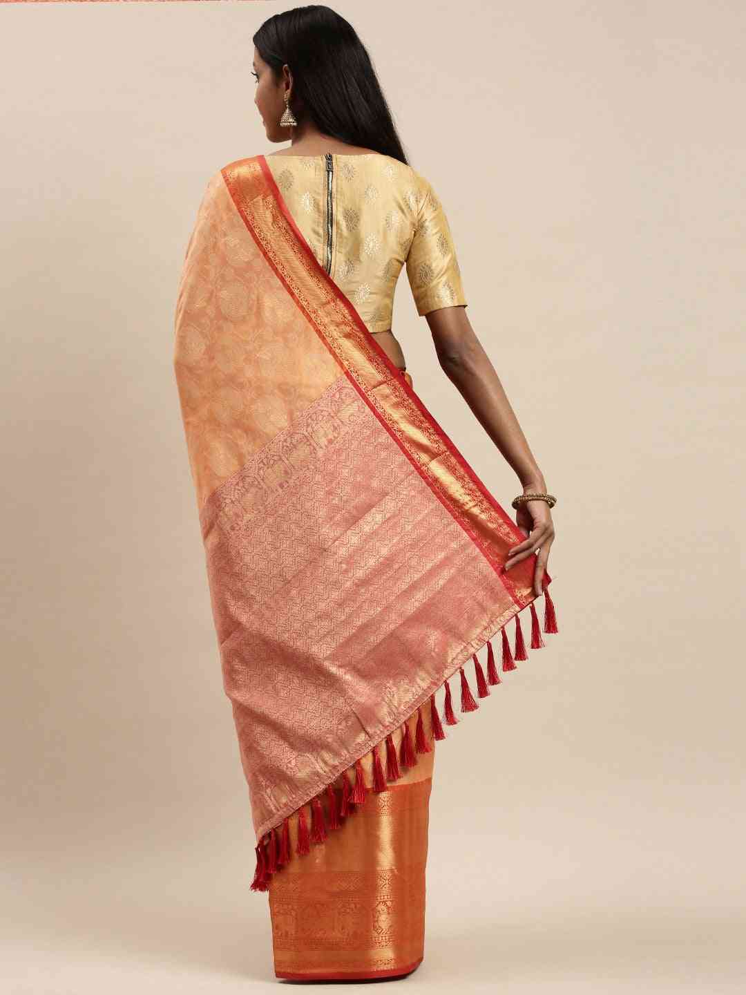 Soft Silk Yellow Colour Kanjivaaram Zari & Butta Weaving Saree