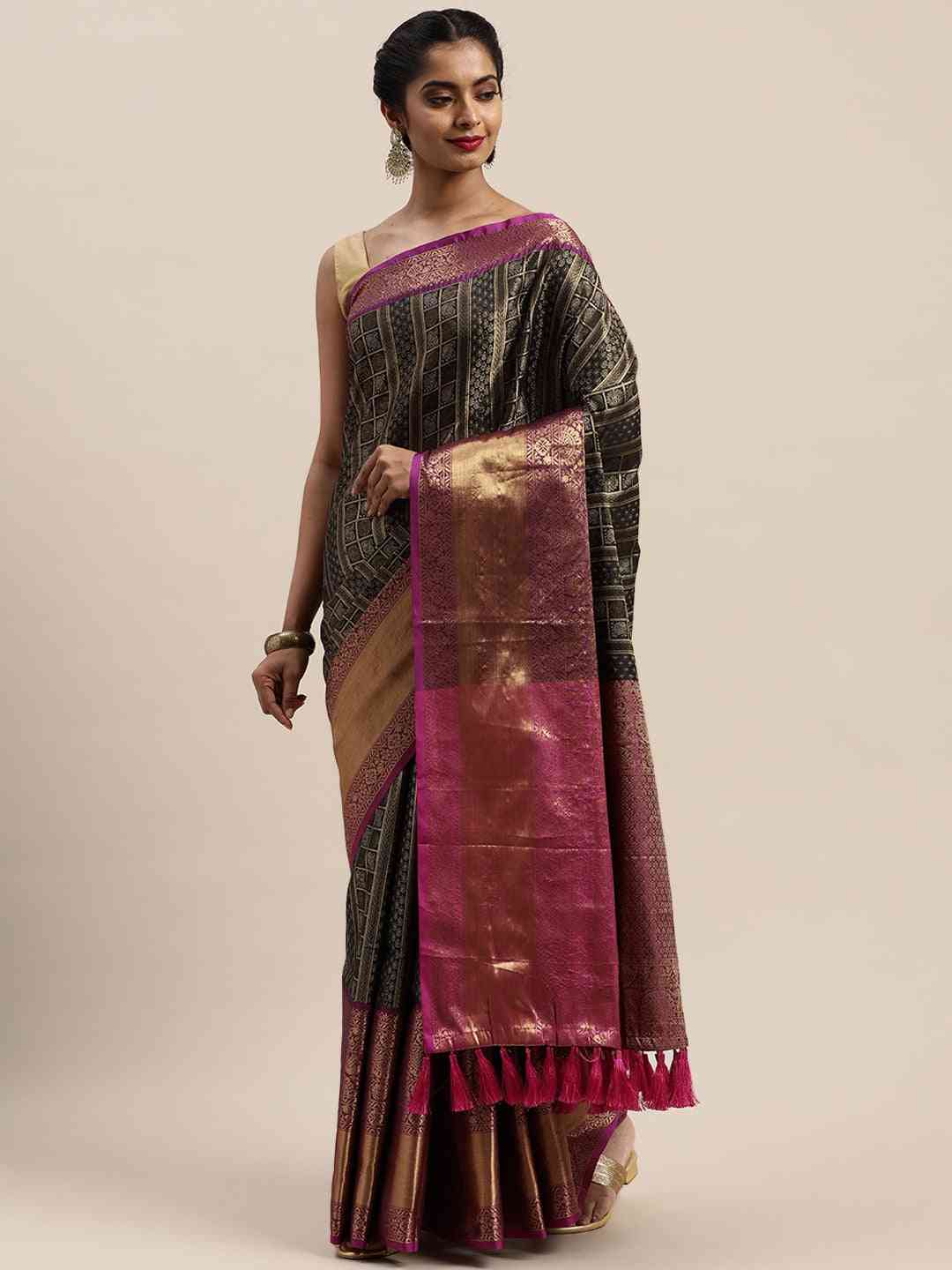 Banarasi Woven Design Saree With Zari Border