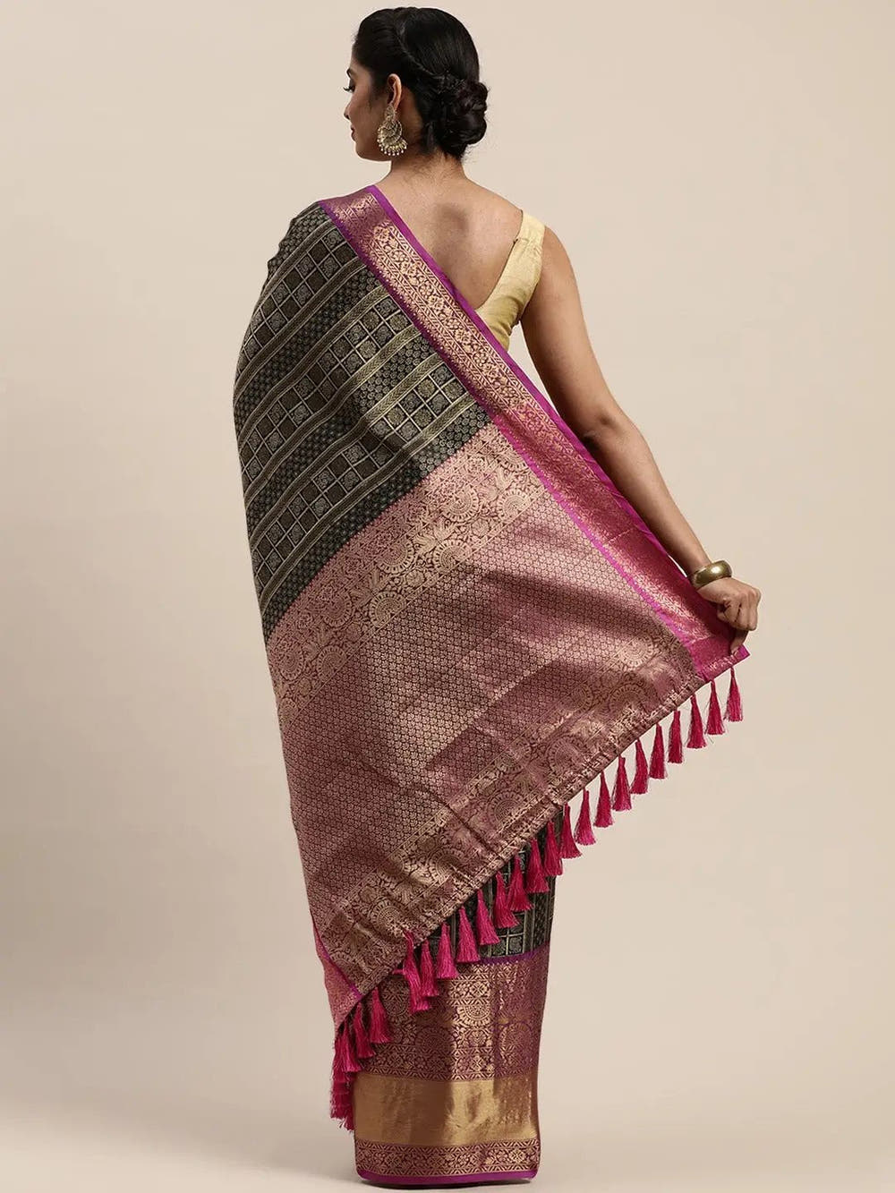 Banarasi Woven Design Saree With Zari Border