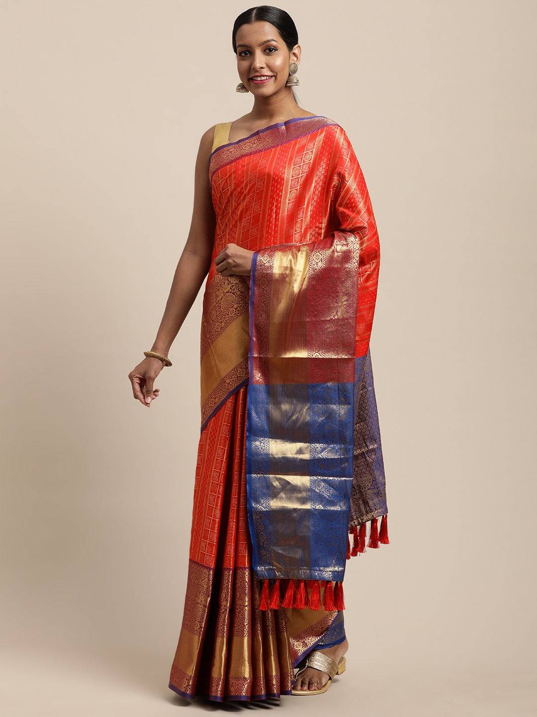 Banarasi Woven Design Saree With Zari Border