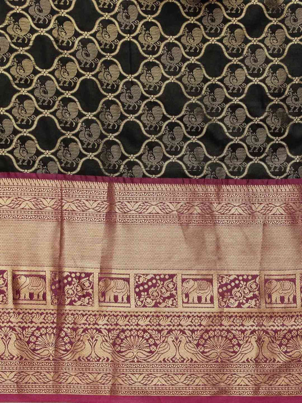 Soft Silk Black Colour Kanjivaaram Traditional Wear Saree