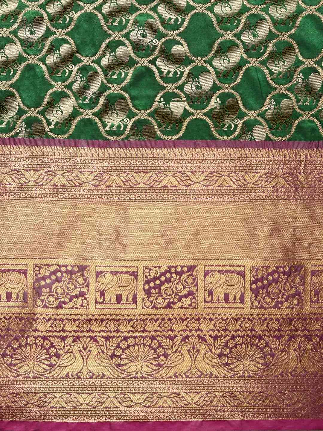 Soft Silk Dark Green Colour Kanjivaaram Traditional Wear Saree