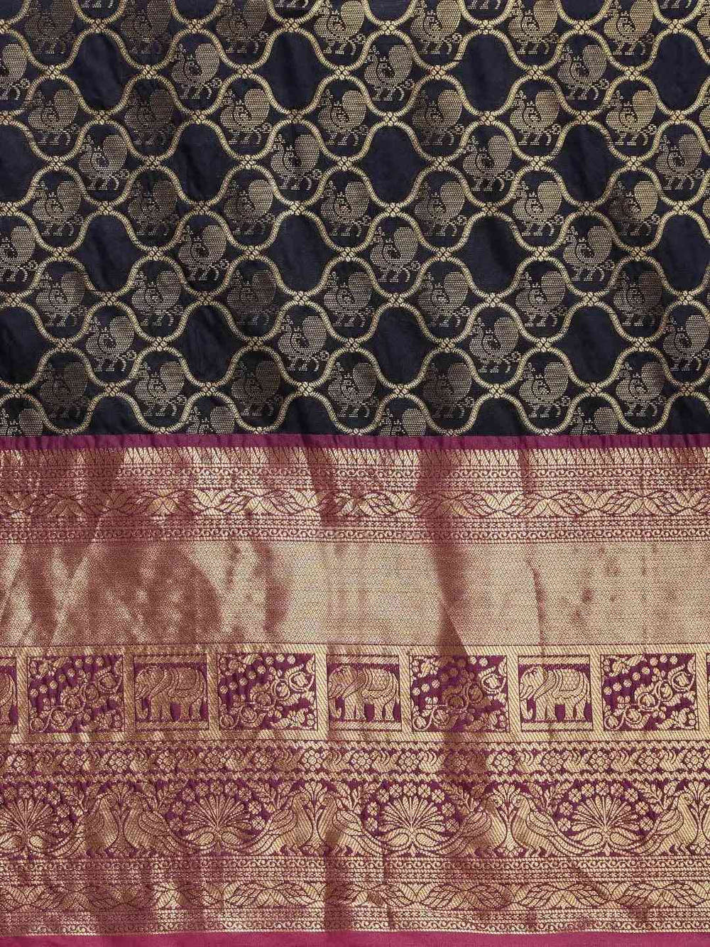 Soft Silk Navy Colour Kanjivaaram Traditional Wear Saree