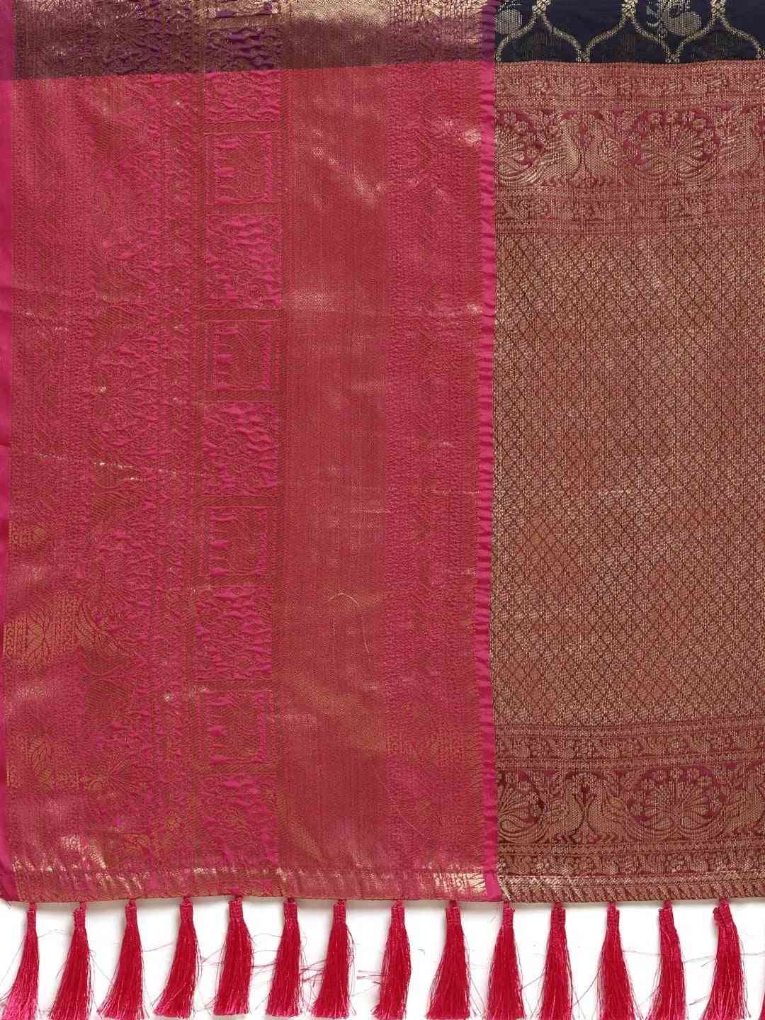 Soft Silk Navy Colour Kanjivaaram Traditional Wear Saree