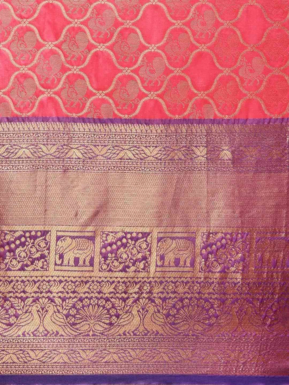 Soft Silk Gajari Colour Kanjivaaram Traditional Wear Saree