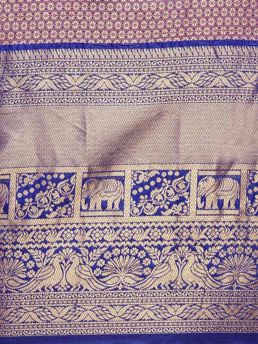 Soft Silk Gajari Colour Kanjivaaram Traditional Wear Saree
