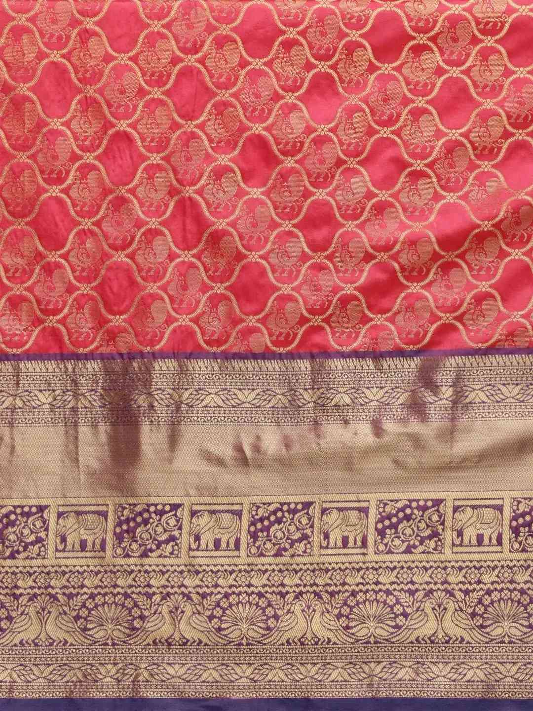 Soft Silk Pink Colour Kanjivaaram Traditional Wear Saree