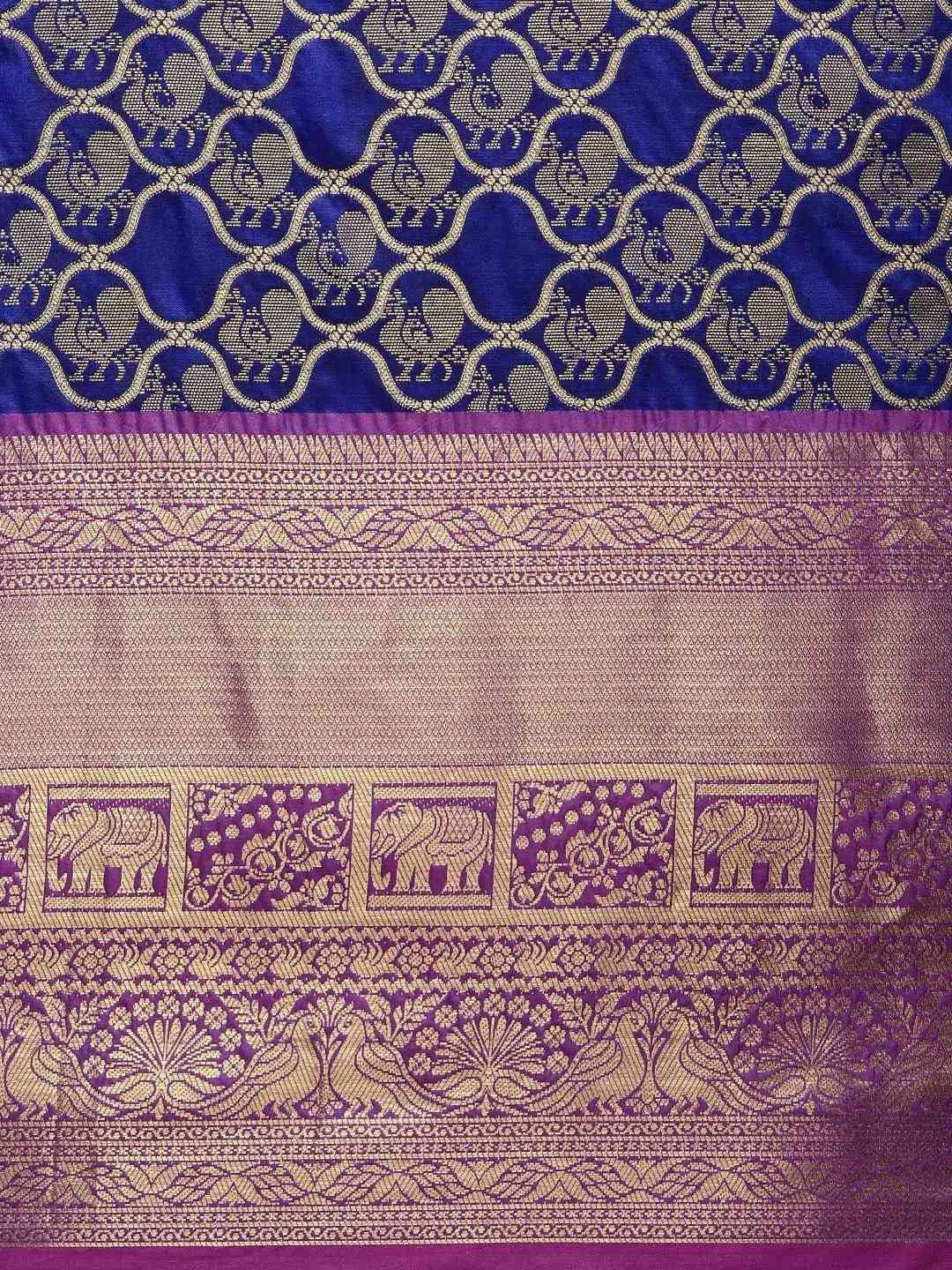 Soft Silk Royal Blue Colour Kanjivaaram Traditional Wear Saree