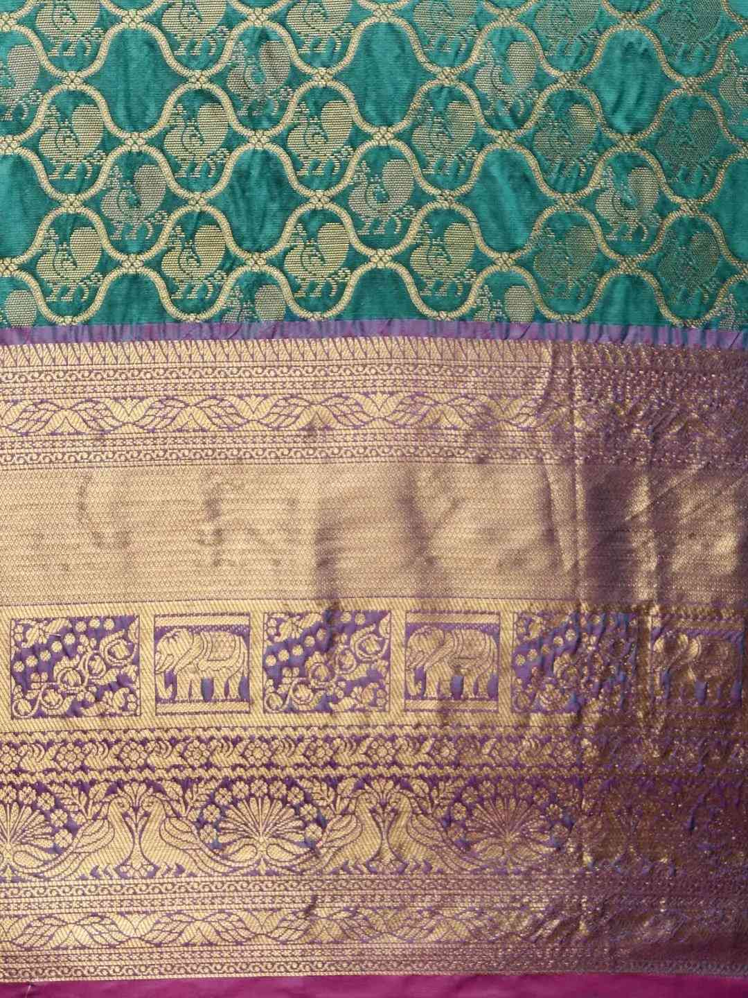 Soft Silk Rama Colour Kanjivaaram Traditional Wear Saree