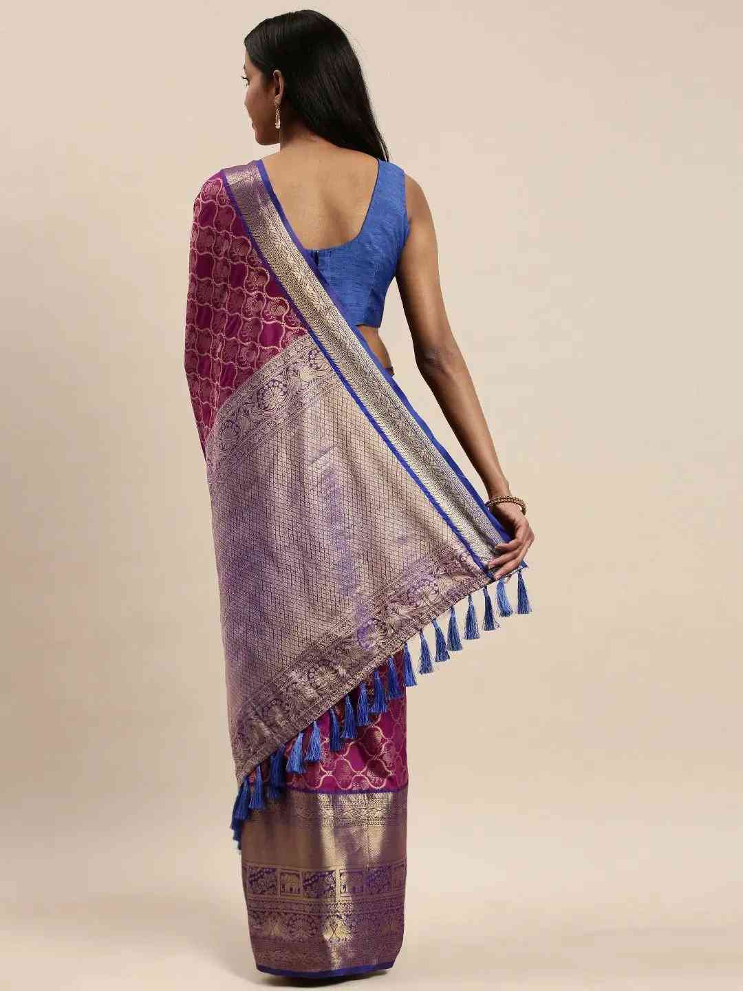 Soft Silk Wine Colour Kanjivaaram Traditional Wear Saree