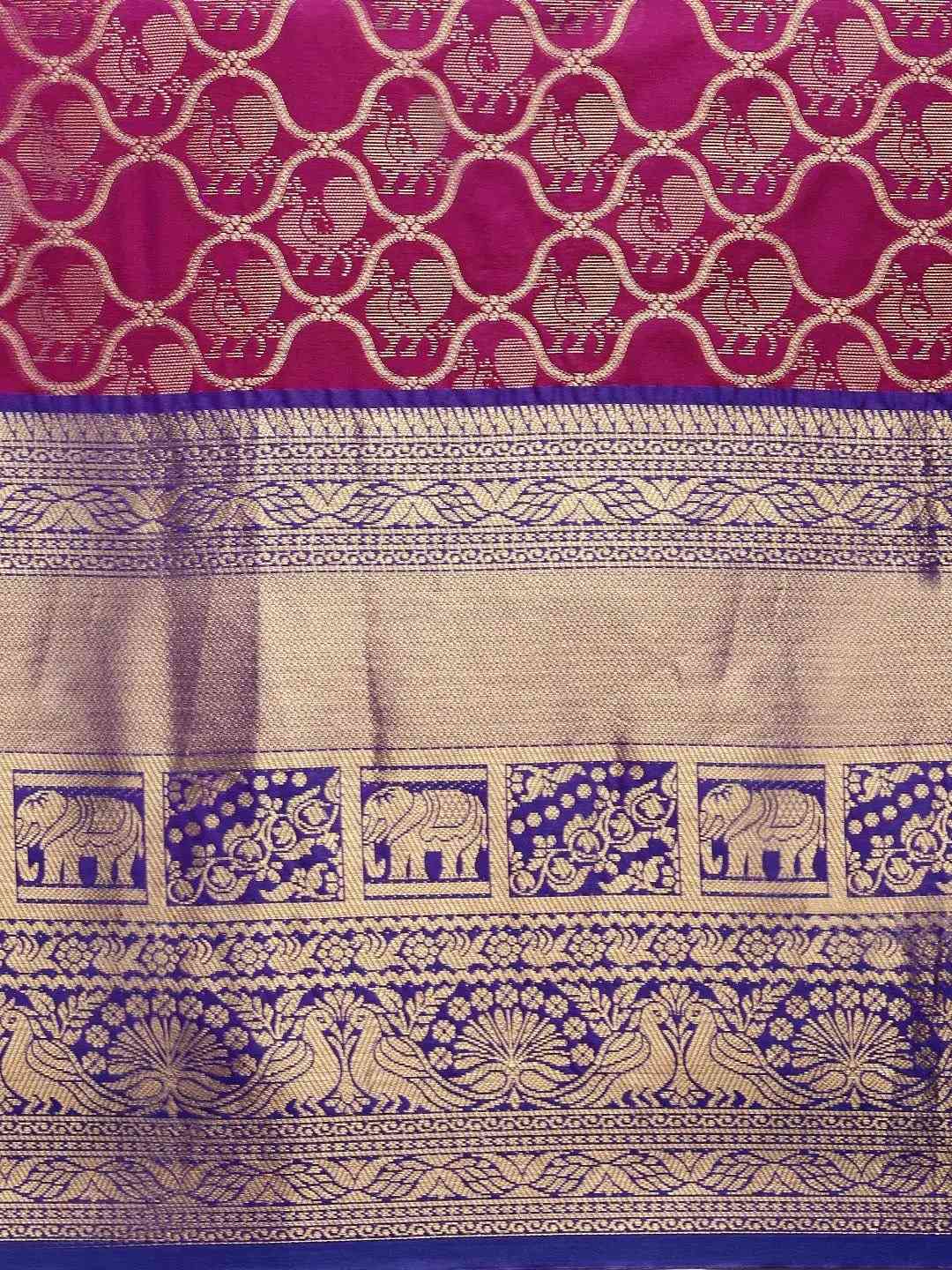 Soft Silk Wine Colour Kanjivaaram Traditional Wear Saree