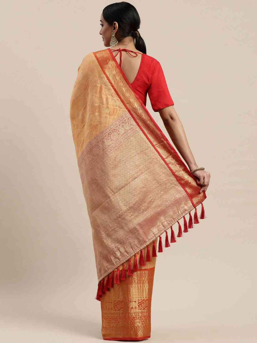 Soft Silk Yellow Colour Kanjivaaram Traditional Wear Saree