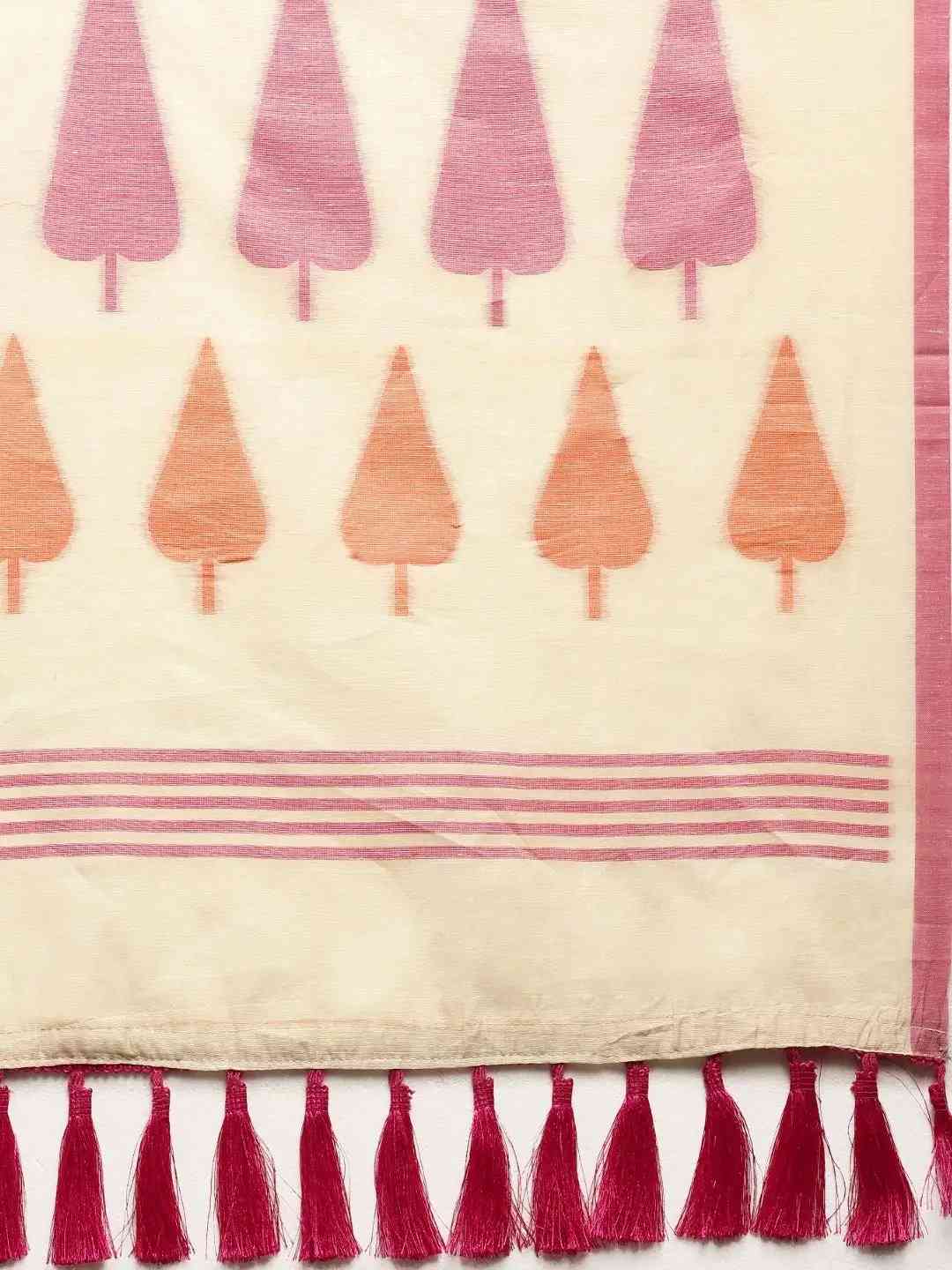 Beige Colour Cotton Silk Minakari Weaving Saree