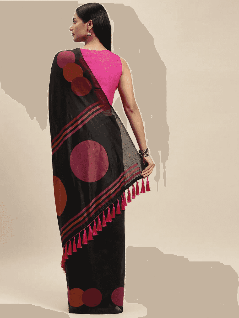 Cotton Silk Black Colour Resham Minakari Weaving Saree