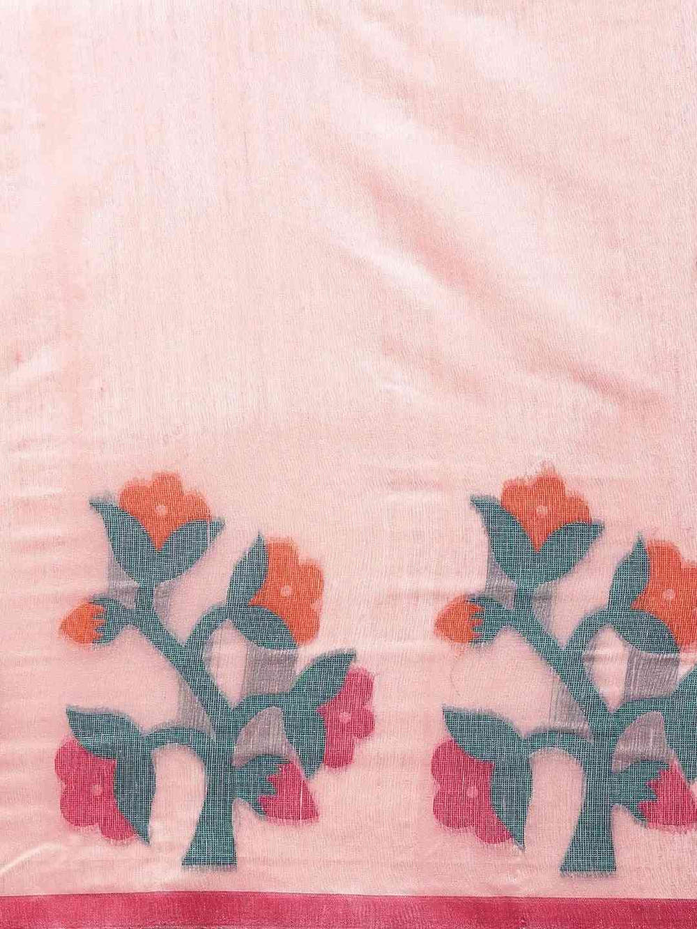 Pink Colour Cotton Silk Resham Minakari Weaving Saree