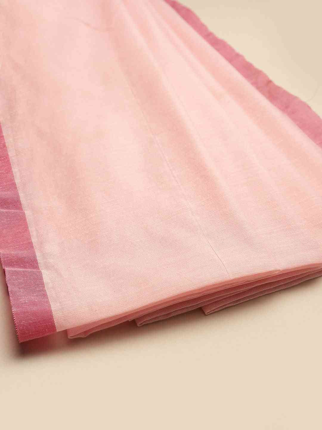 Pink Colour Cotton Silk Resham Minakari Weaving Saree