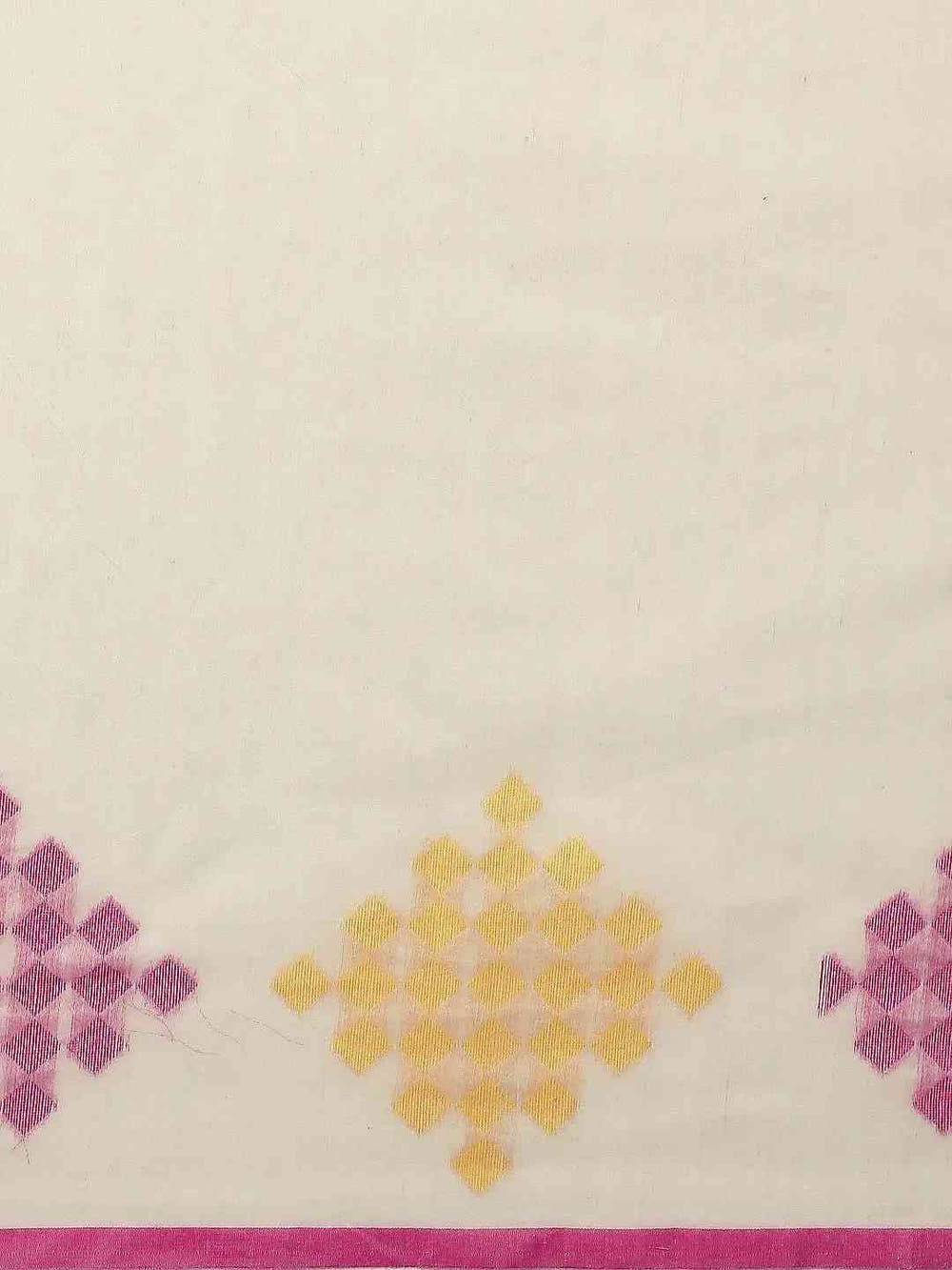 White Colour Cotton Silk Resham Minakari Weaving Saree