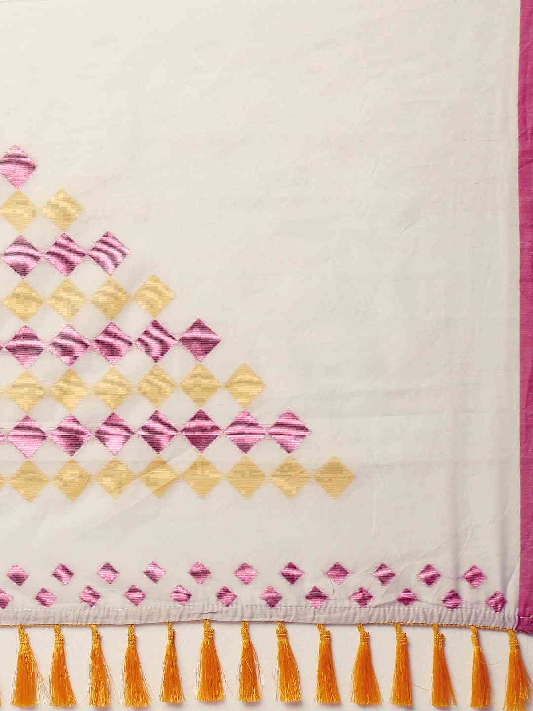 White Colour Cotton Silk Resham Minakari Weaving Saree