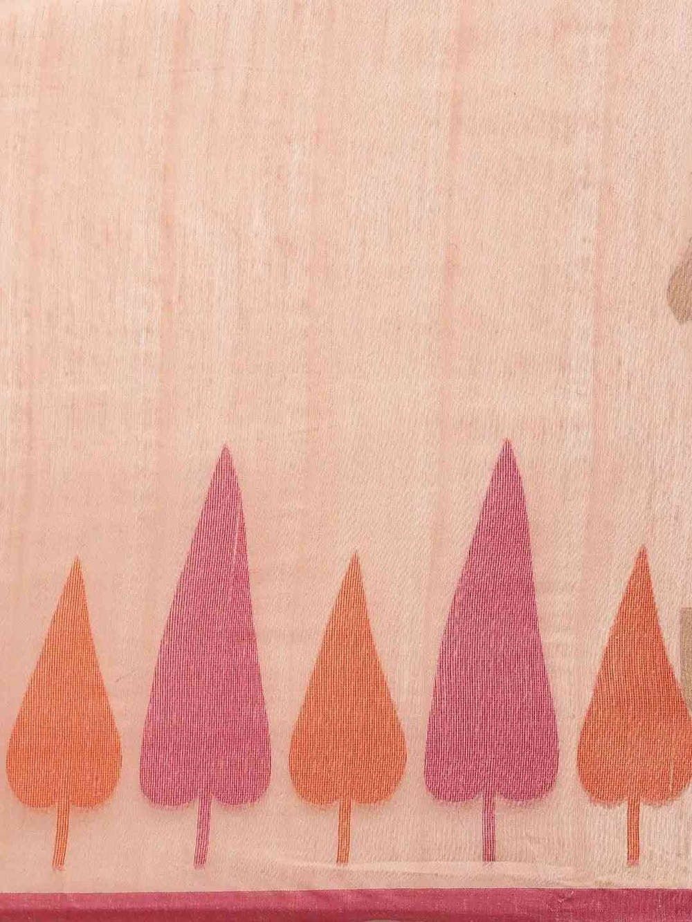 Peach Colour Cotton Silk Resham Minakari Weaving Saree