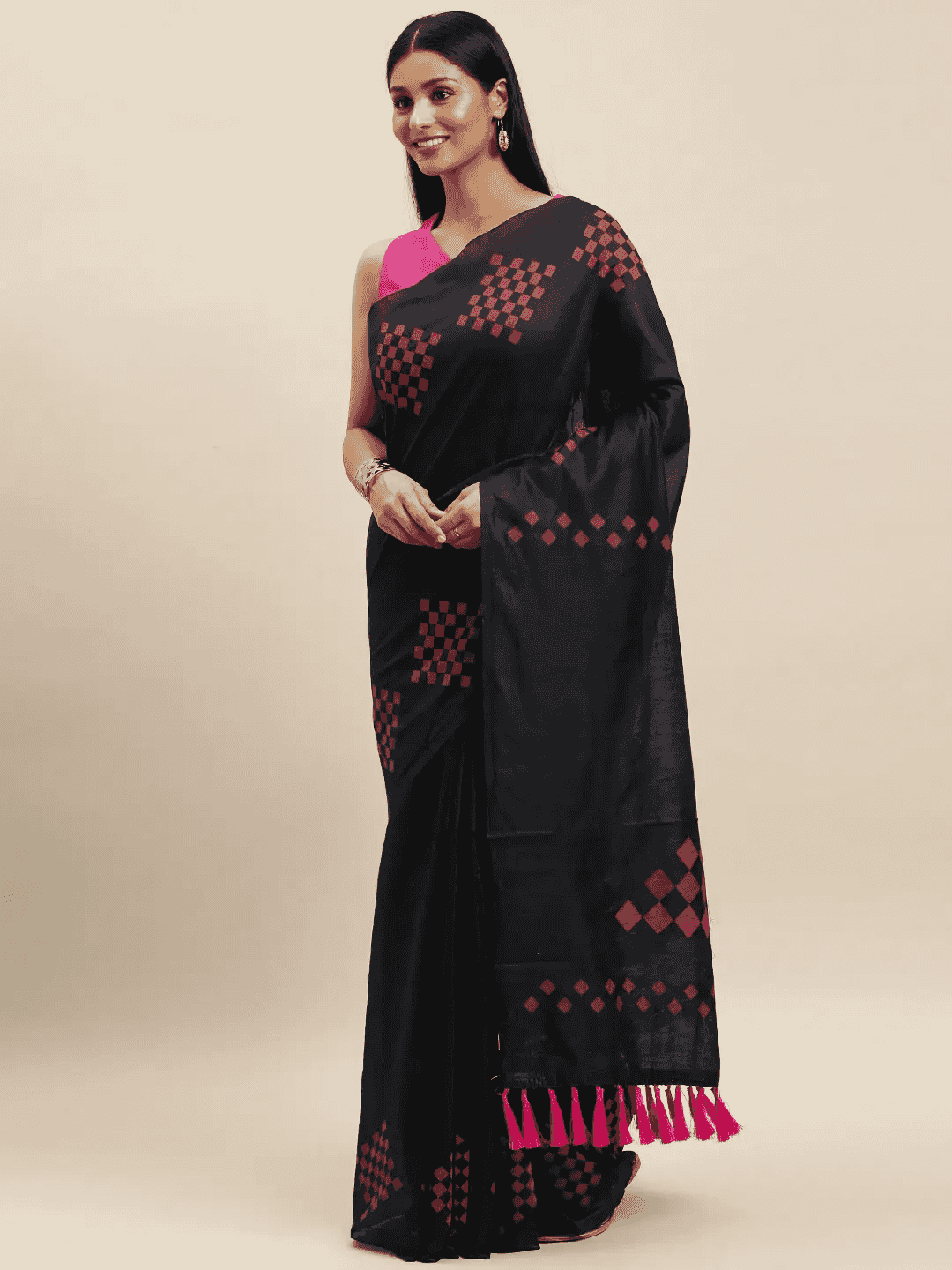 Black Colour Cotton Silk Resham Minakari Weaving Saree