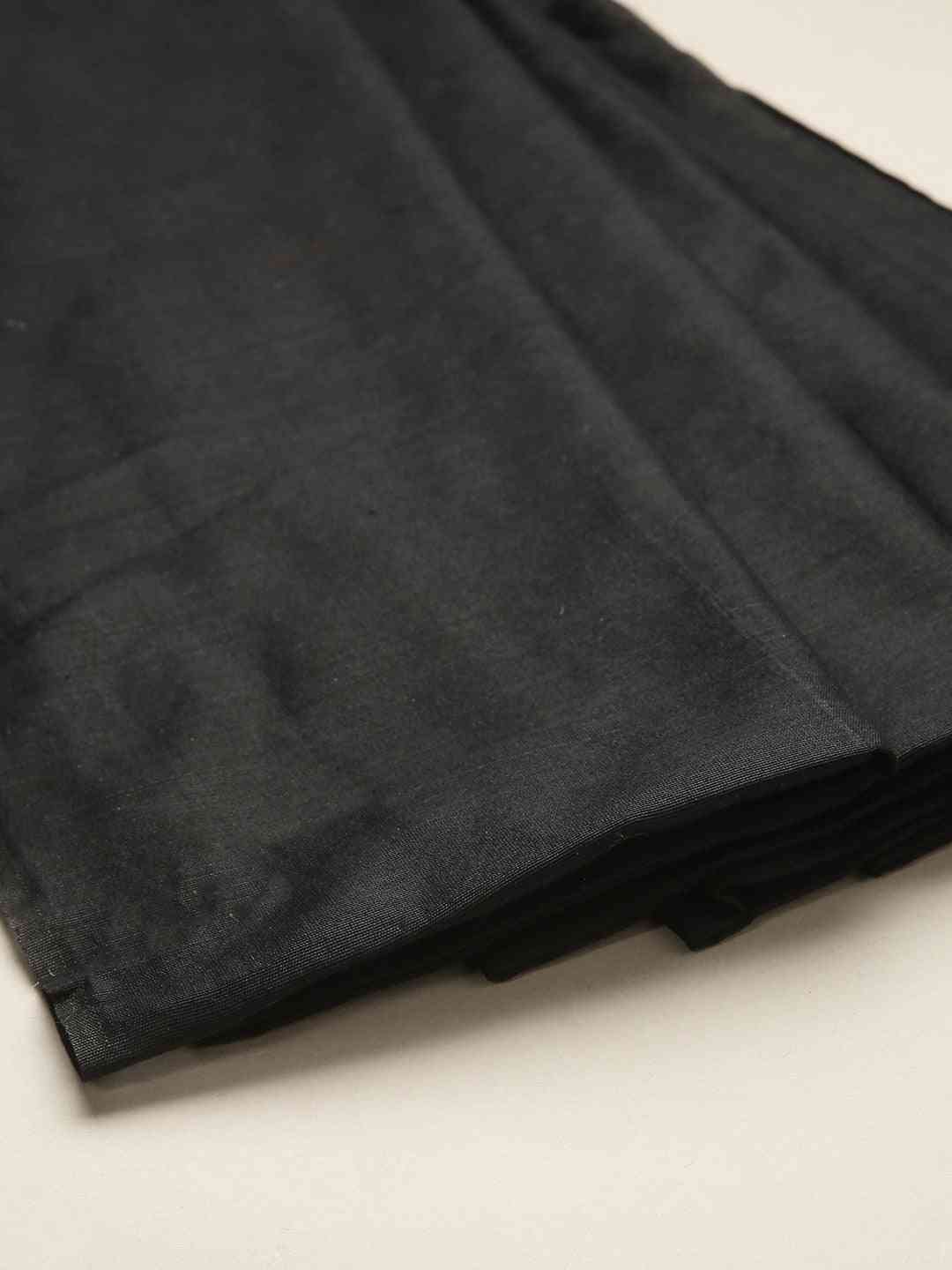 Black Colour Cotton Silk Resham Minakari Weaving Saree