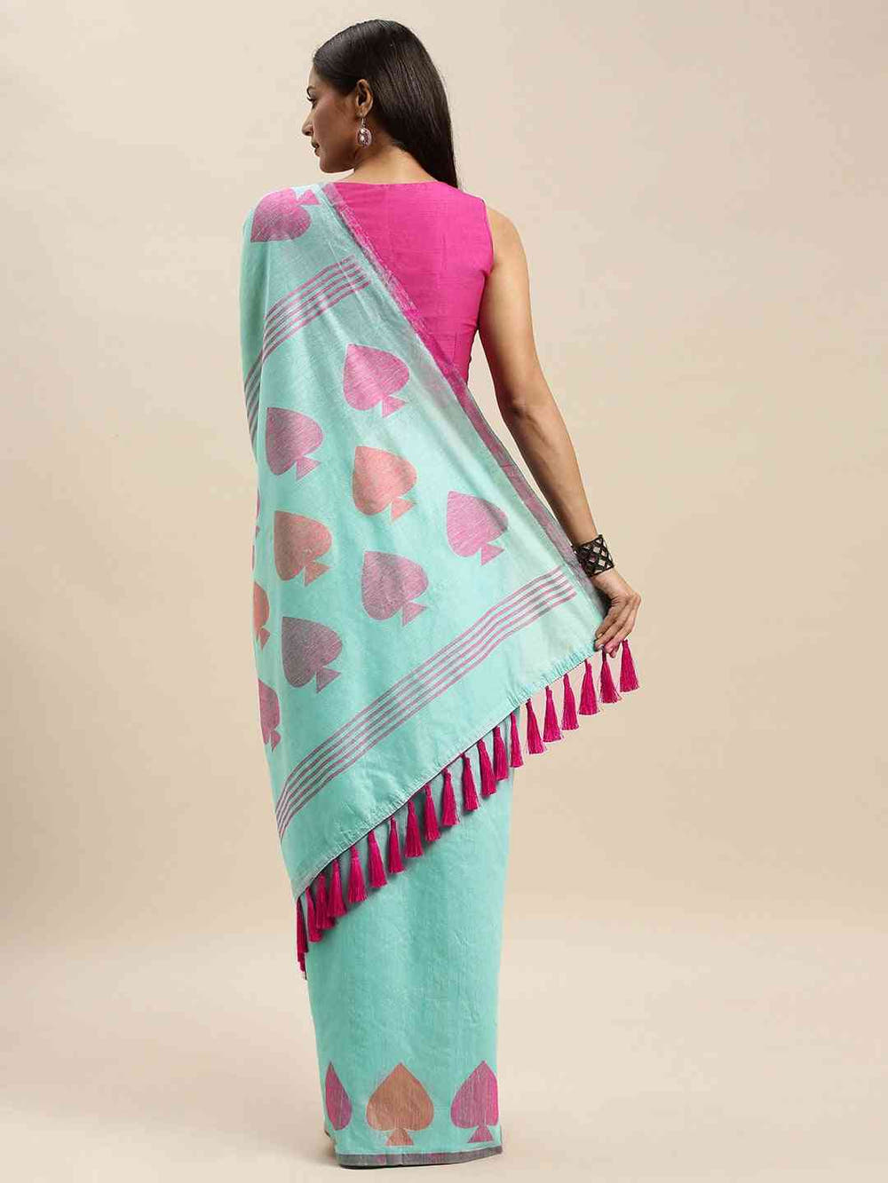 Sky Blue Cotton Silk Resham Minakari Weaving Saree