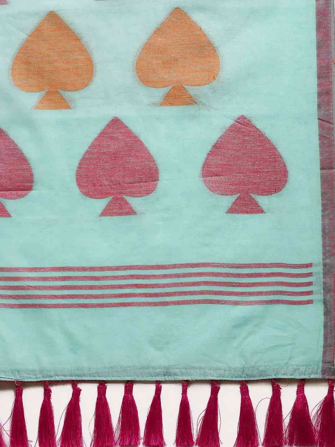 Sky Blue Cotton Silk Resham Minakari Weaving Saree