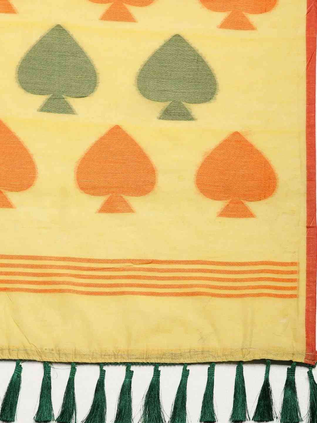 Trending Cotton Silk Resham Minakari Weaving Festive Wear Saree