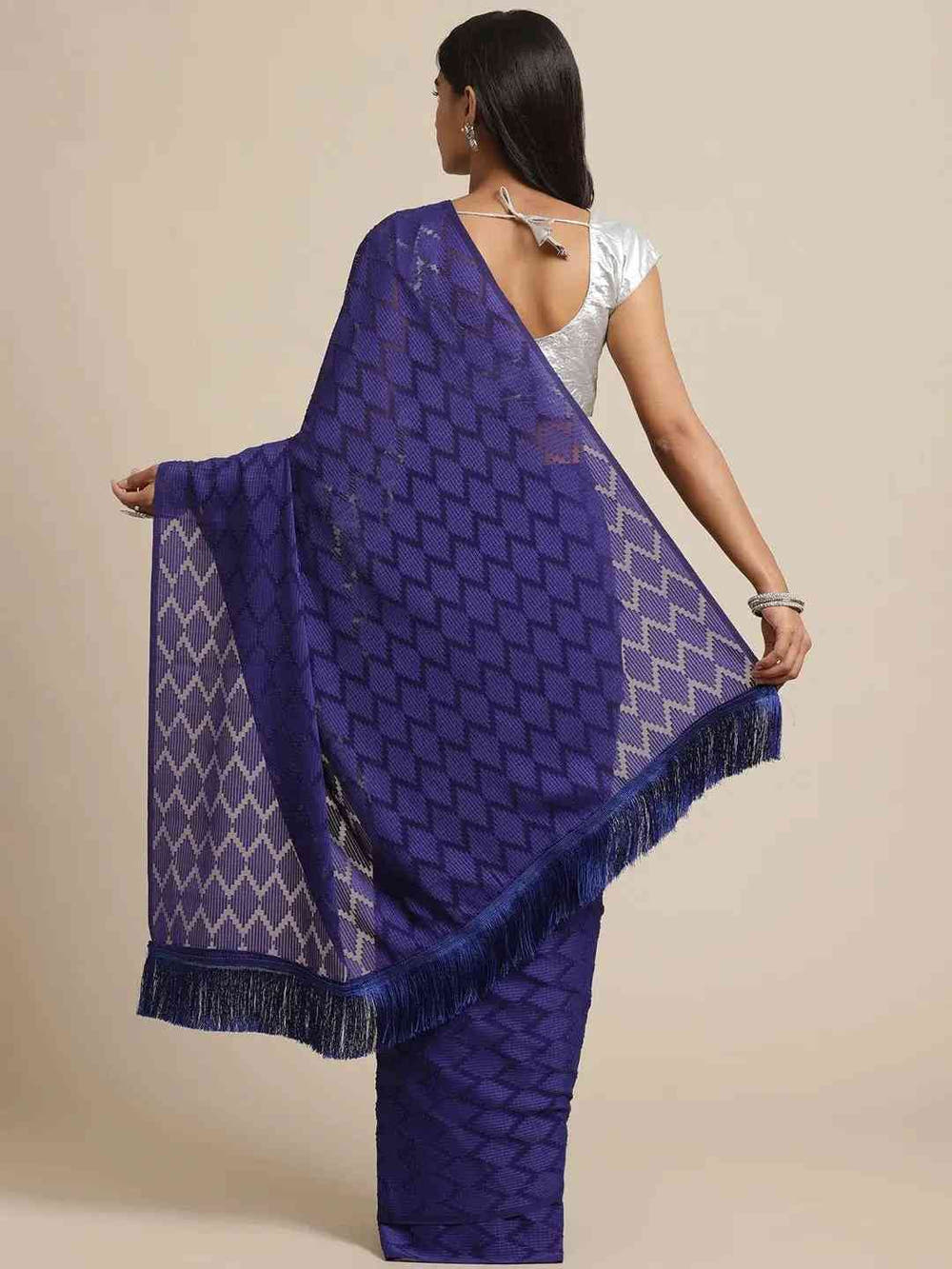 Pure Soft Navy Colour Georgette Self Weaving Party Wear Saree