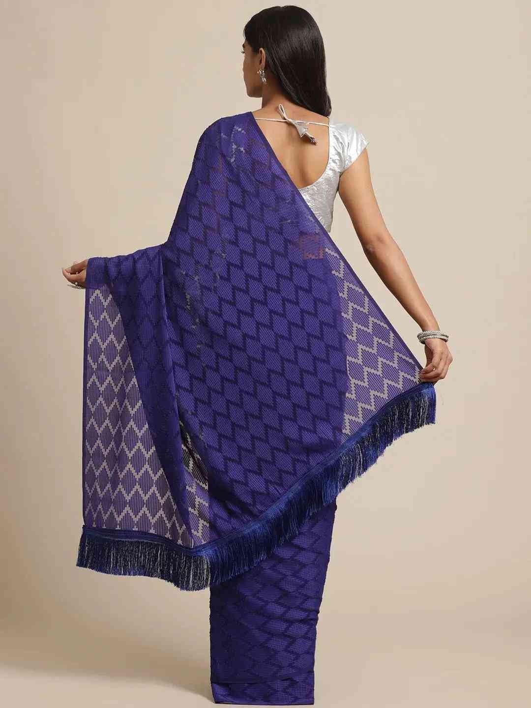 Pure Soft Navy Colour Georgette Self Weaving Party Wear Saree