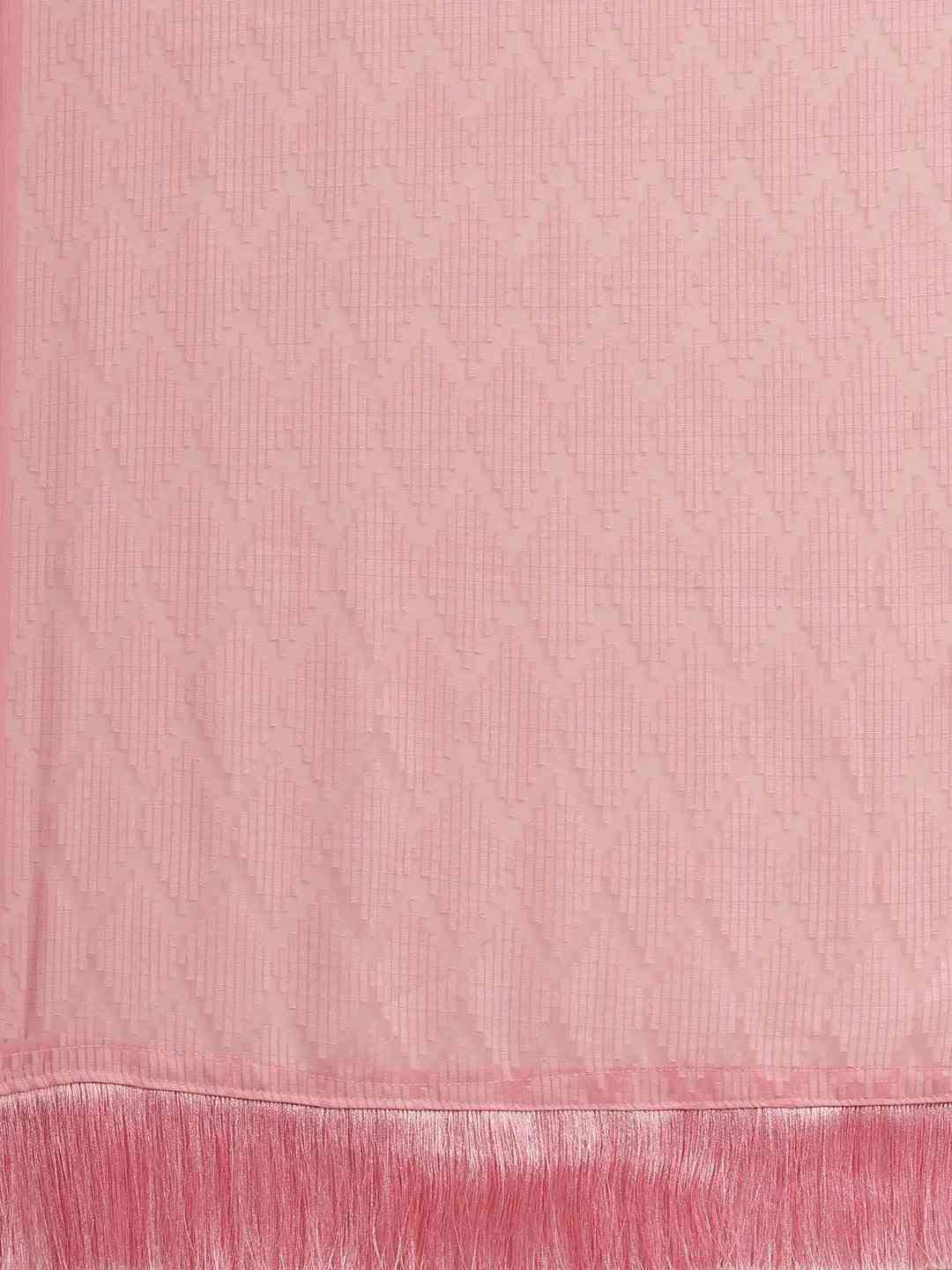 Pure Soft Pink Colour Georgette Self Weaving Party Wear Saree