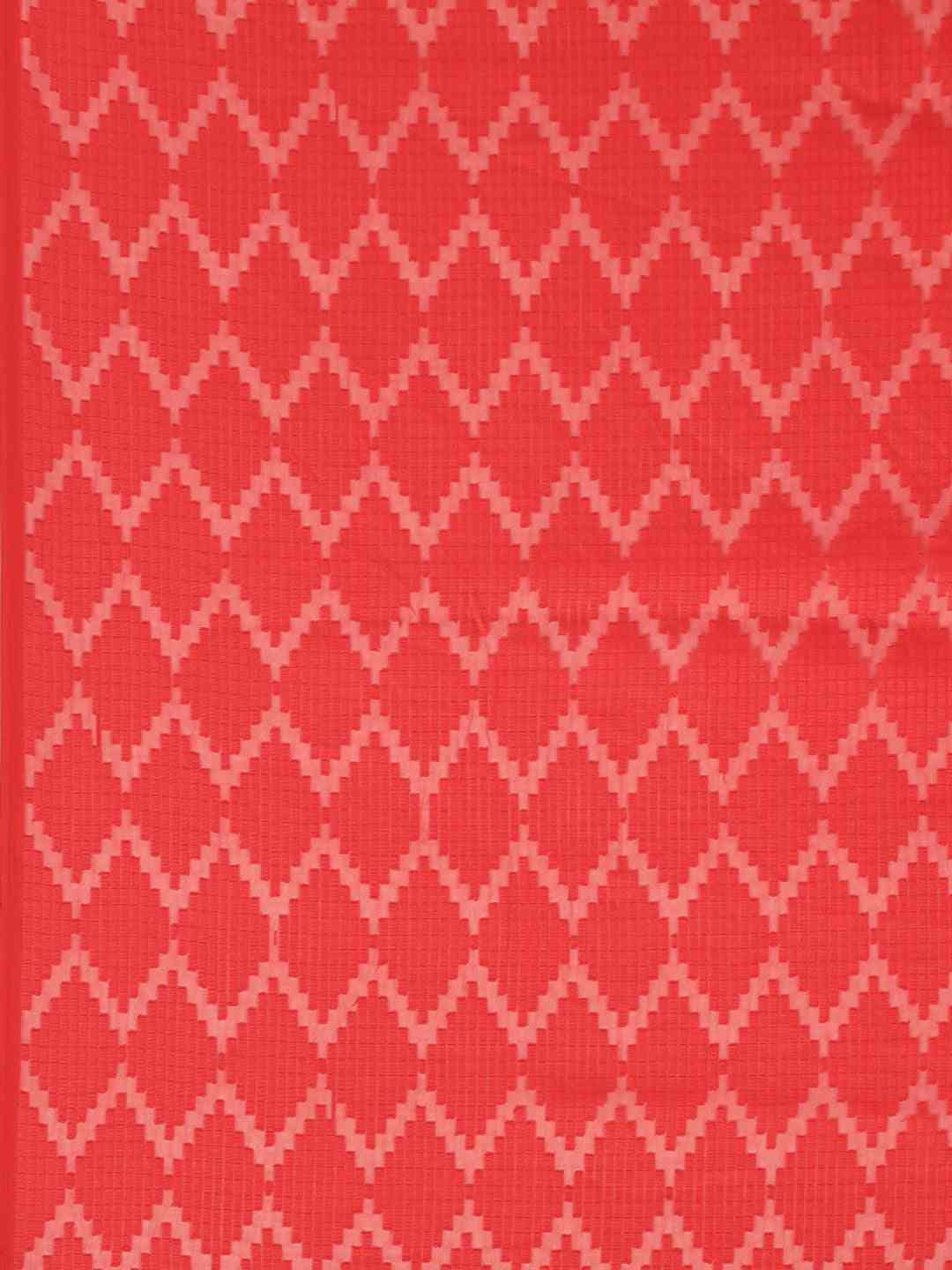 Pure Soft Red Colour Georgette Self Weaving Party Wear Saree
