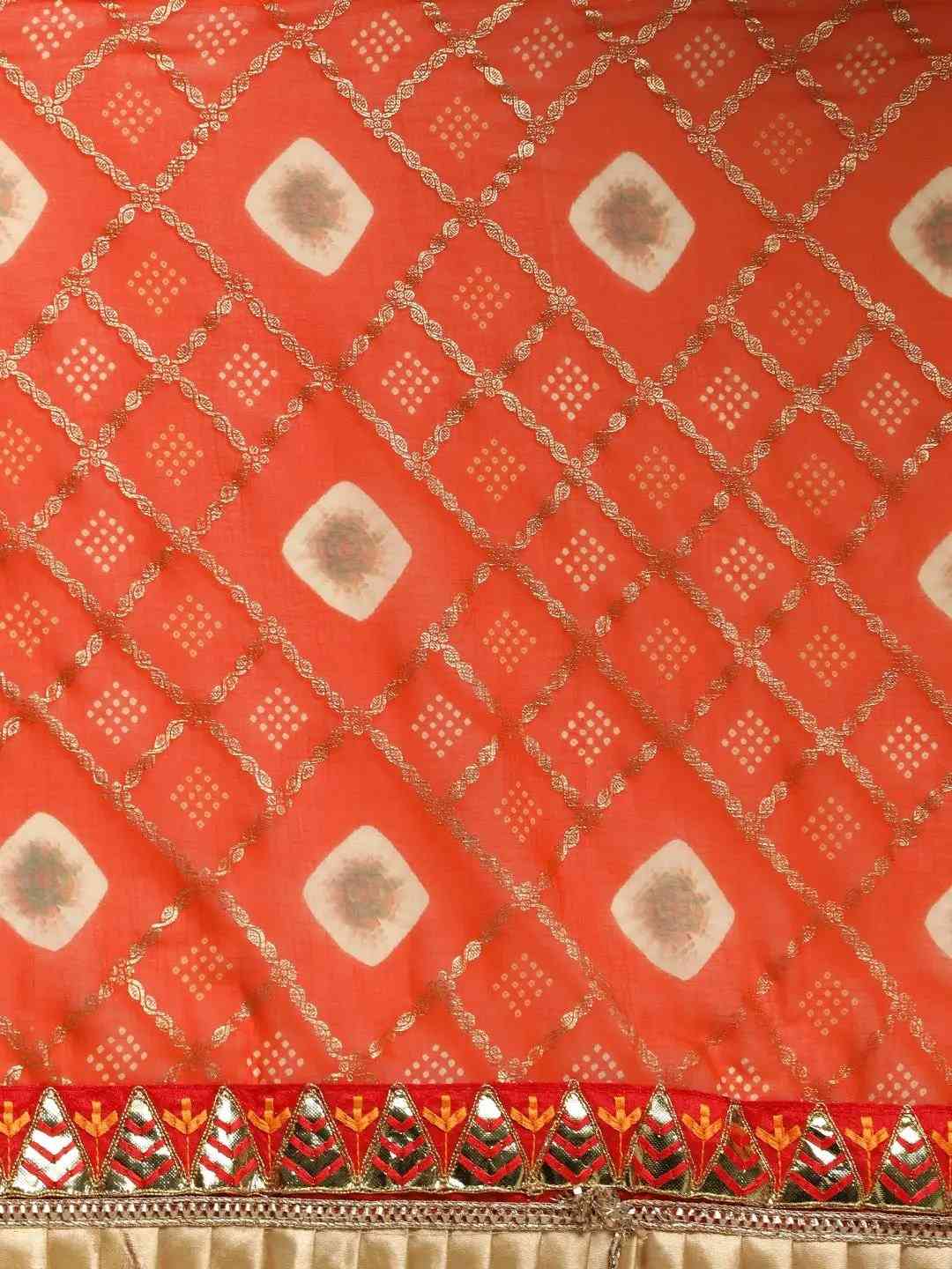 Poly Chiffon Pure Foil & Bandhej Print Lace Border Saree