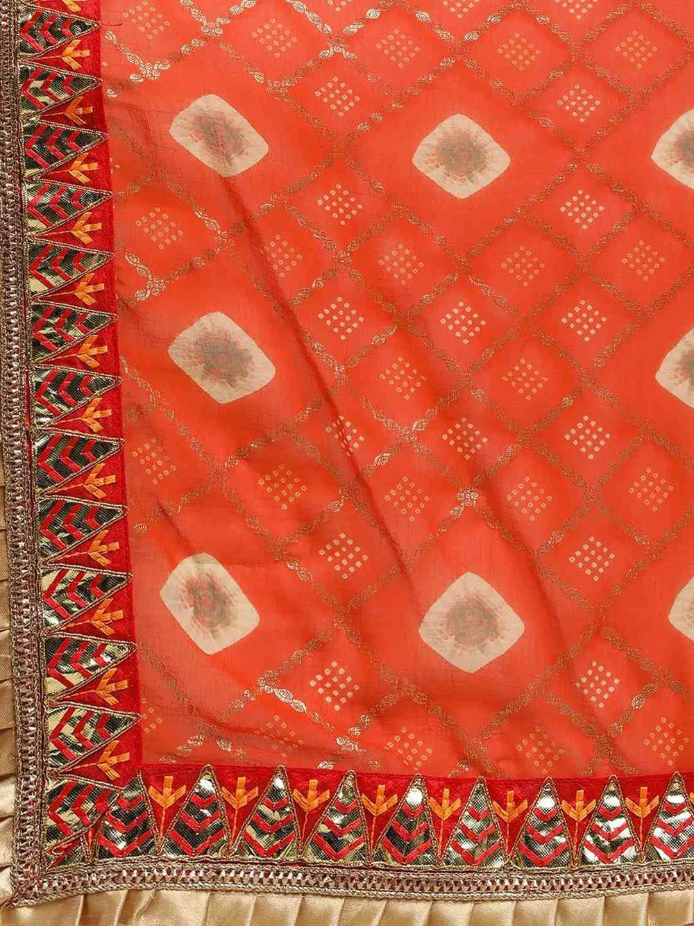 Poly Chiffon Pure Foil & Bandhej Print Lace Border Saree