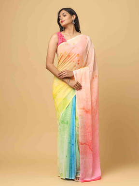  Ombre Soft Georgette Digital Print Party Wear Saree