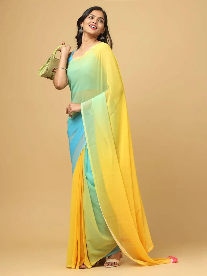  Ombre Soft Georgette Digital Print Party Wear Saree