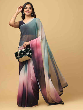  Ombre Soft Georgette Digital Print Party Wear Saree