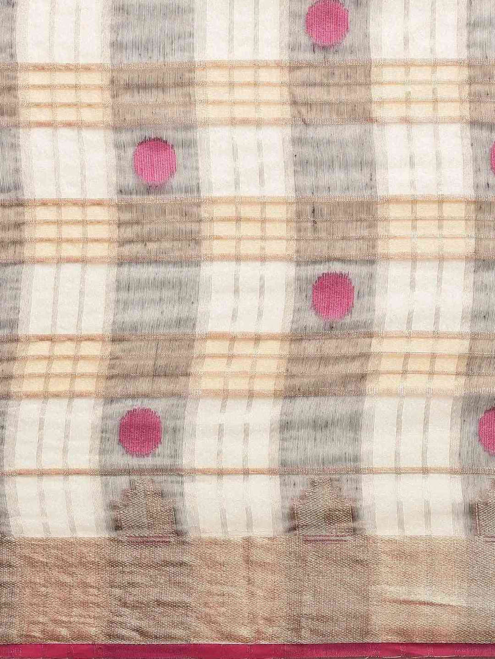 Festive Organza Silk Zari Chex Weaving Saree in Silver Colour
