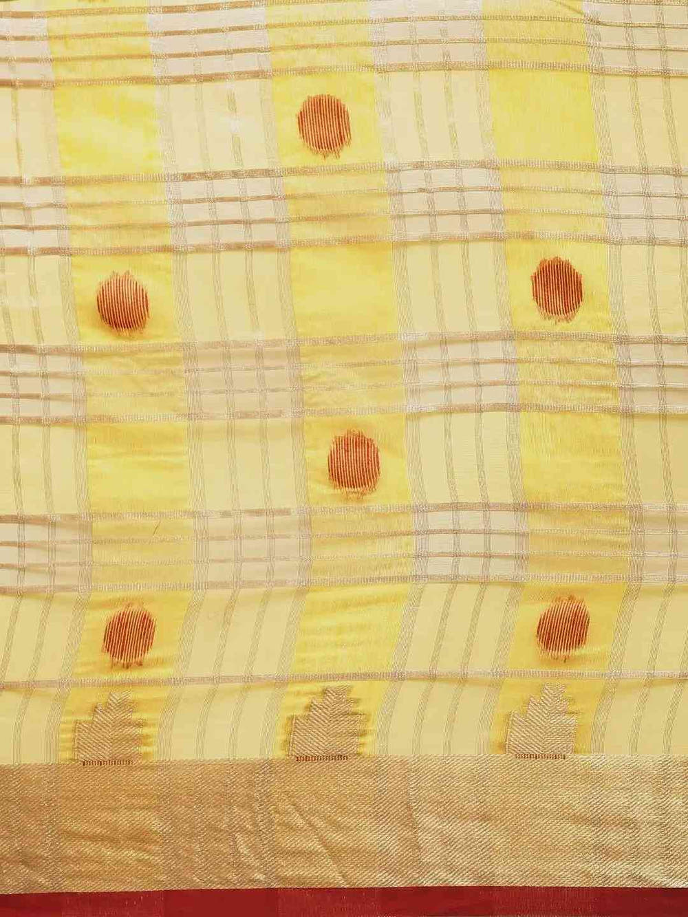 Festive Organza Silk Zari Chex Weaving Saree in Yellow Colour