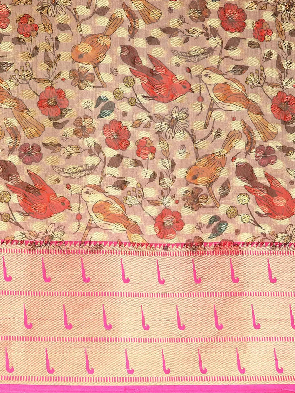 Pure Organza Floral Print Zari Work Saree