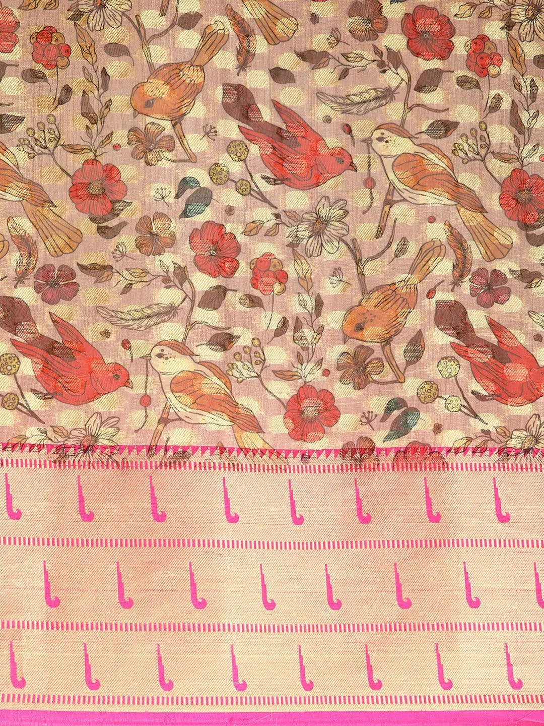 Pure Organza Floral Print Zari Work Saree