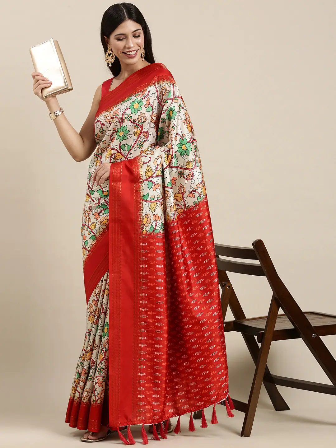 Soft Silk Kalamkari Digital Print Festive Wear Saree