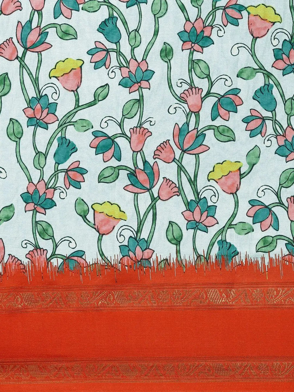 Soft Silk Kalamkari Digital Print Sky Blue Colour Saree