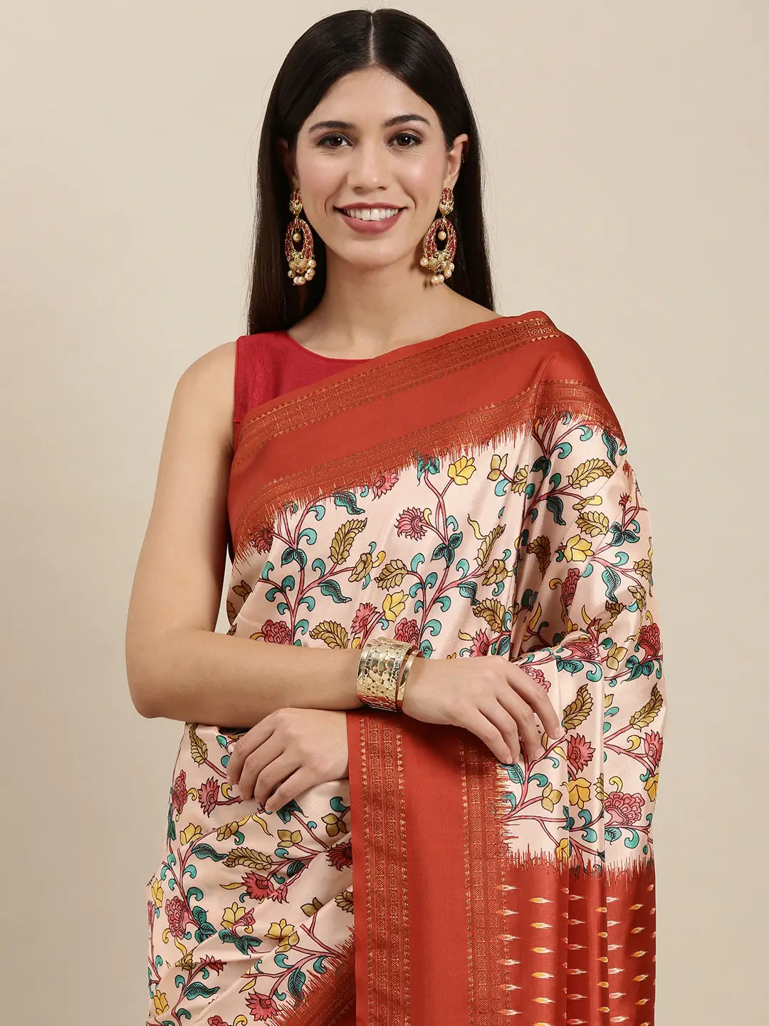 Soft Silk Kalamkari Digital Print Festive Wear Saree