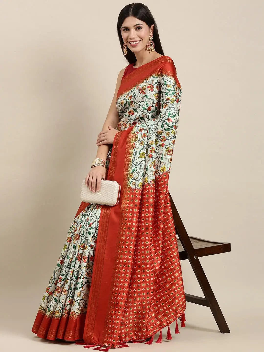 Soft Silk Kalamkari Digital Print Festive Green Colour Saree