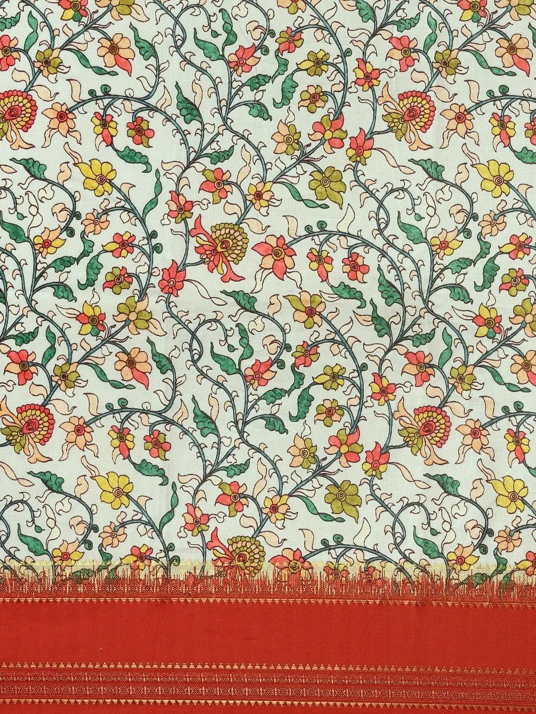Soft Silk Kalamkari Digital Print Festive Green Colour Saree