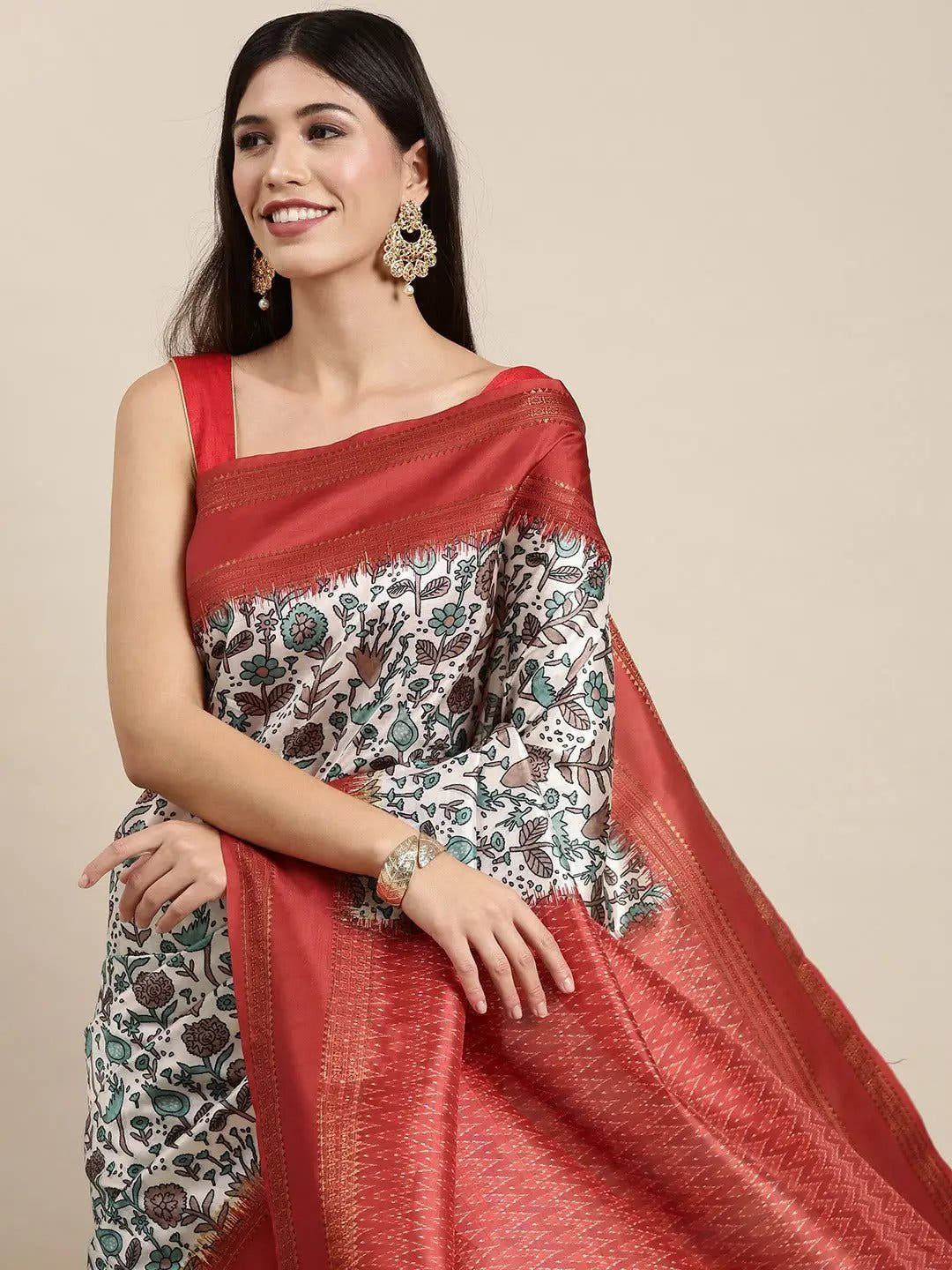 Soft Silk Kalamkari Digital Print Festive Wear Saree