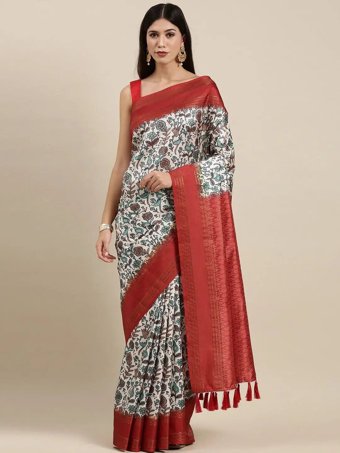 Soft Silk Kalamkari Digital Print Festive Wear Saree